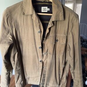 Flint and Tinder (Huckberry) Flannel-Lined Waxed Trucker Jacket - Field Tan